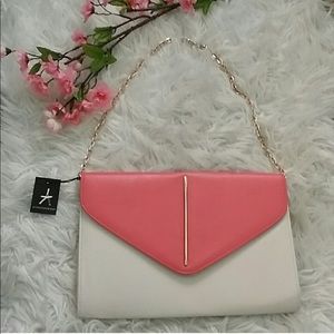 Pink and white clutch